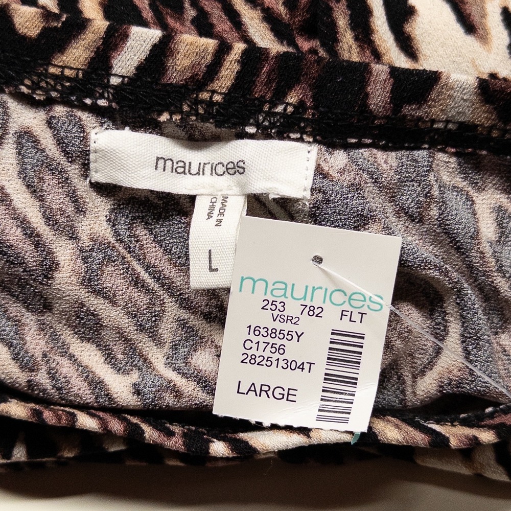 Maurices One Shoulder Top Large Brown Leopard Print Stretch Knit Mob Wife New - Picture 9 of 11